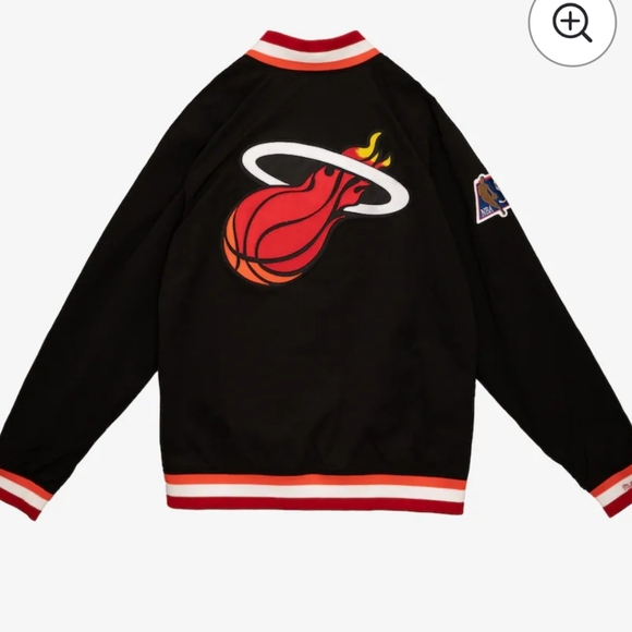 Men's Black Miami Heat  Authentic Full-Snap Warmup Jacket - Picture 2 of 9